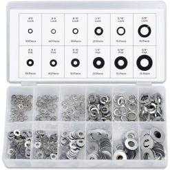 350 Pcs Stainless Steel Flat and Lock Washer Assortment Set